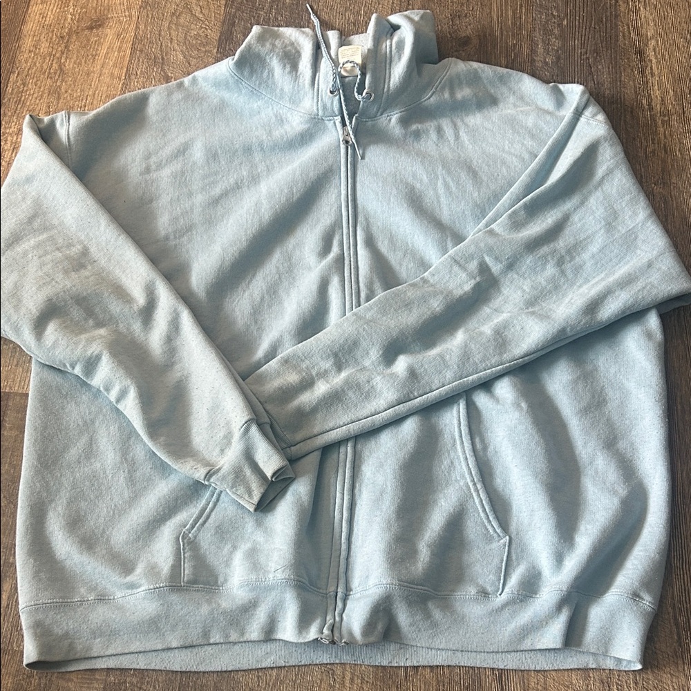 Hanes Blue Zip Up Sweater Casual Comfort